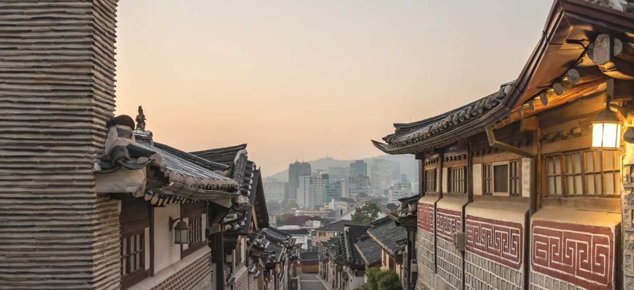 Traditional Korean houses in Bukchon Hanok Village in Seoul