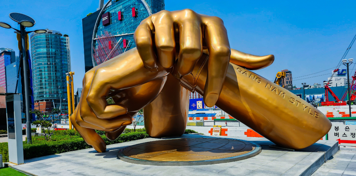 Gangnam Style statue at COEX Mall in Seoul’s Gangnam district