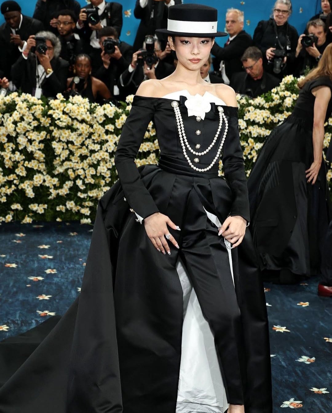 Jennie of Blackpink at Met Gala 2025 in Chanel tuxedo gown