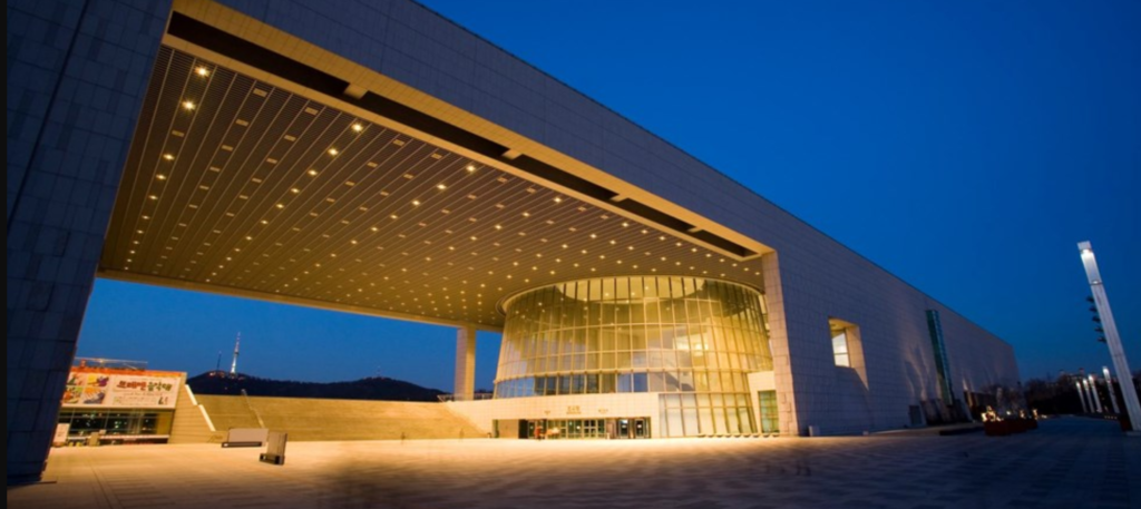 Entrance of the National Museum of Korea with modern architecture
