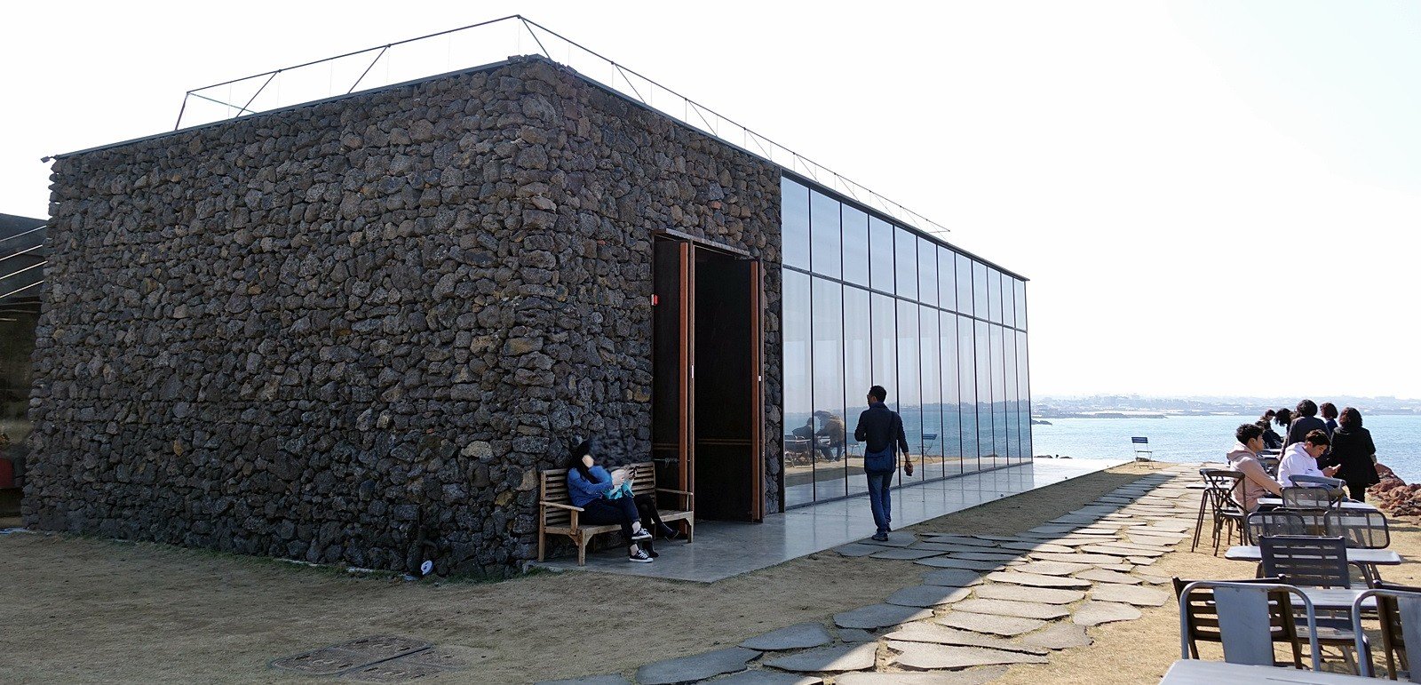 G-Dragon’s Café Aewol Monsant on Jeju Island with ocean view and modern glass design