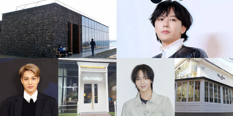 Exterior view of a stylish Korean café owned by a K-pop idol in Seoul, South Korea – 2025