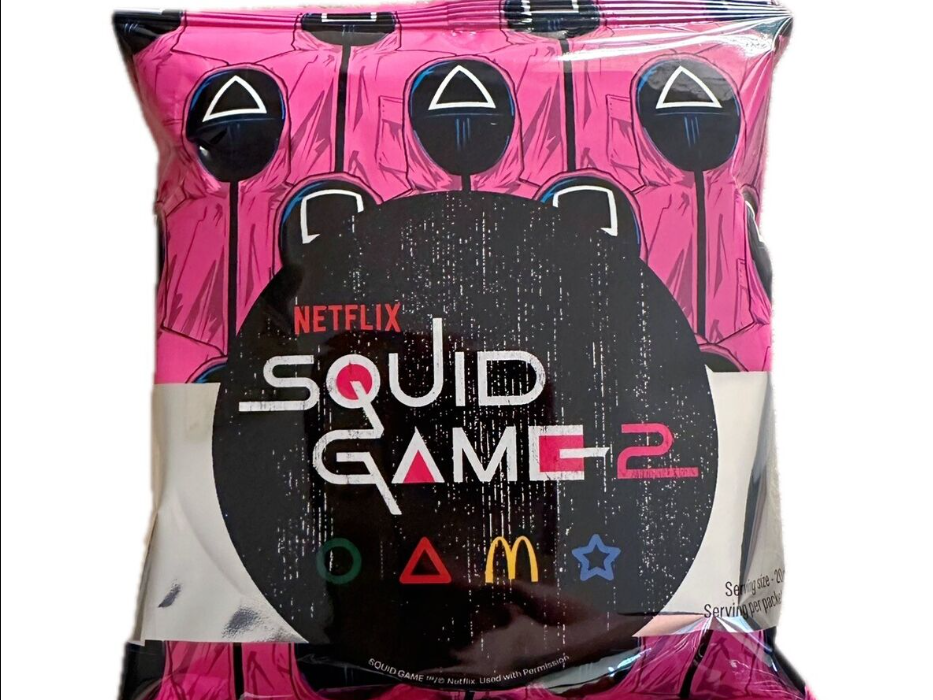 A photo of the special McDonald's Squid Game dalgona candy in Korea