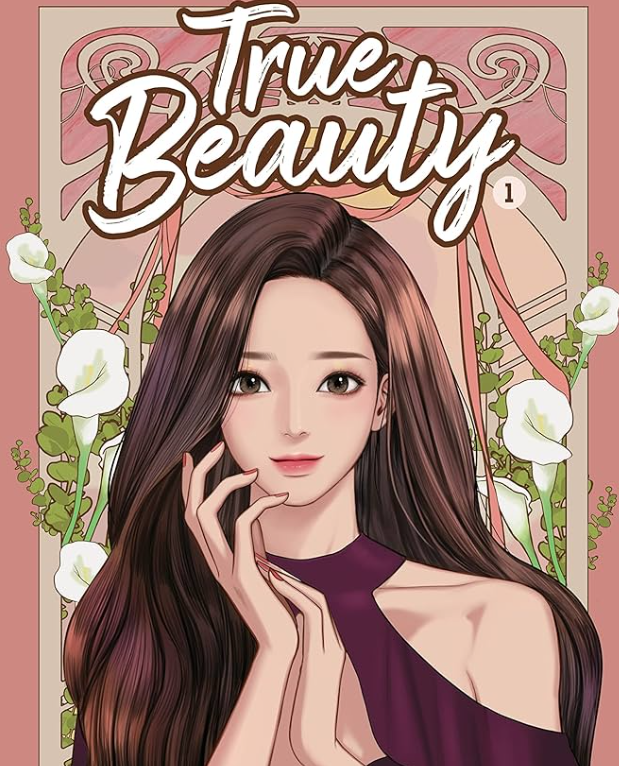 Ju-kyung from True Beauty shown in both webtoon and K-drama form, highlighting her glow-up and love triangle storyline
